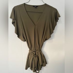 Olive green wrap blouse